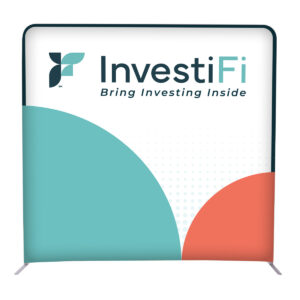 Backdrop, 8' x 90" H.  Art:  Bring Investing Inside